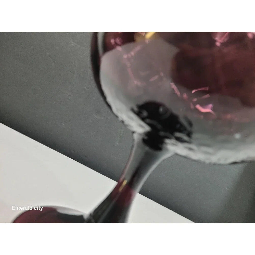 Vtg Empoli Brandy Snifter Amethyst Purple Diamond OPTIC Italy Art Glass Vase
